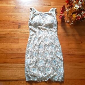 NWT JOVANI Ivory Tan Lace  Rhinestone Cream/Tan RHINESTONE SHORT Dress Sz 6 Mini